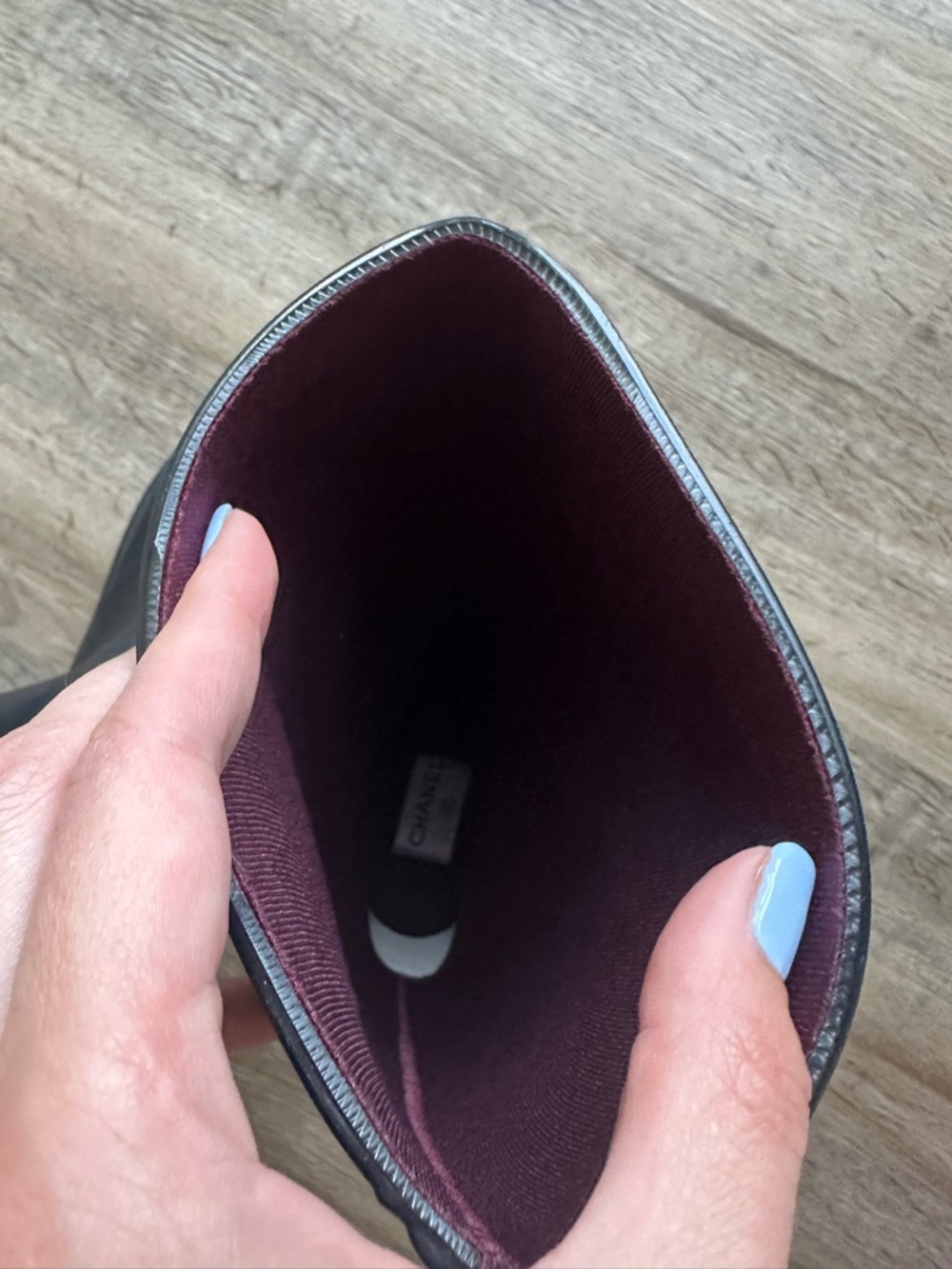 CHANEL Black Rain Boots with White CC Logo - Picture 5 of 8